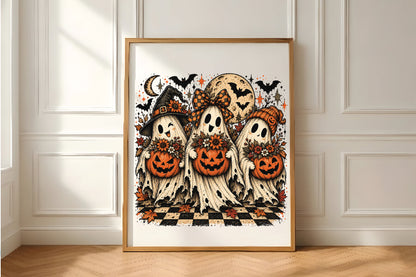 Cute Halloween Ghosts Pumpkin PNG Clipart