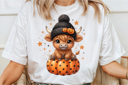 Cute Halloween Highland Cow PNG