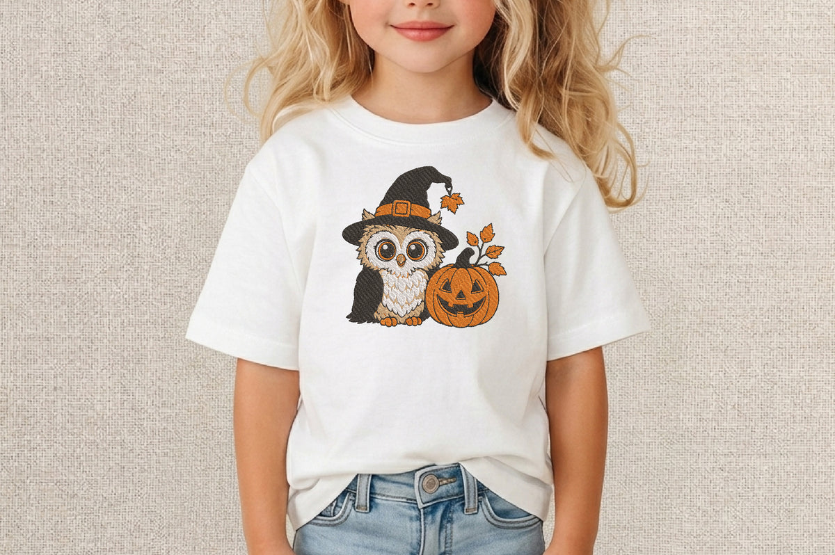 Cute Halloween Owl Embroidery Design – Adorable Spooky Owl Machine Embroidery Pattern, Halloween & Fall Embroidery Design