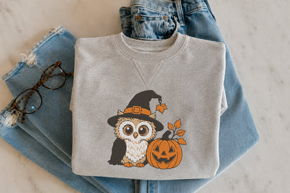 Cute Halloween Owl Embroidery Design – Adorable Spooky Owl Machine Embroidery Pattern, Halloween & Fall Embroidery Design
