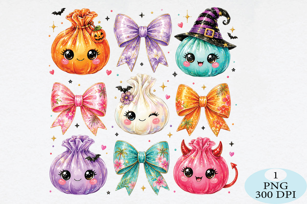 Cute Halloween Pumpkin Bow PNG