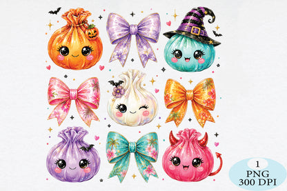 Cute Halloween Pumpkin Bow PNG