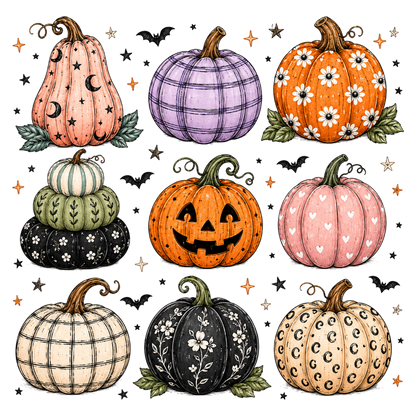 Cute Halloween Pumpkin PNG Bundle Boho Spooky Fall Sublimationc