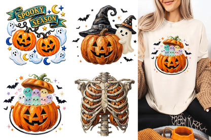 Cute Halloween Pumpkin PNG Bundle