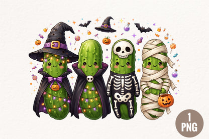 Cute Halloween Cucumber PNG