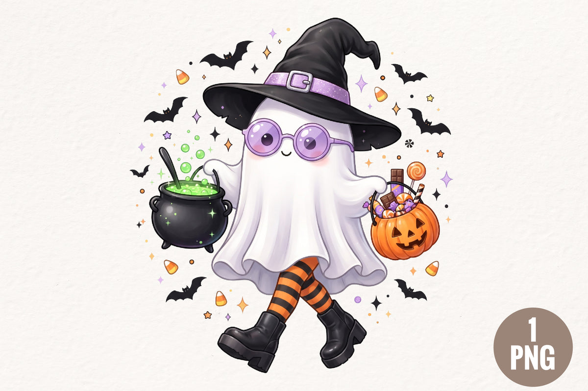 Cute Halloween Witch Ghost PNG