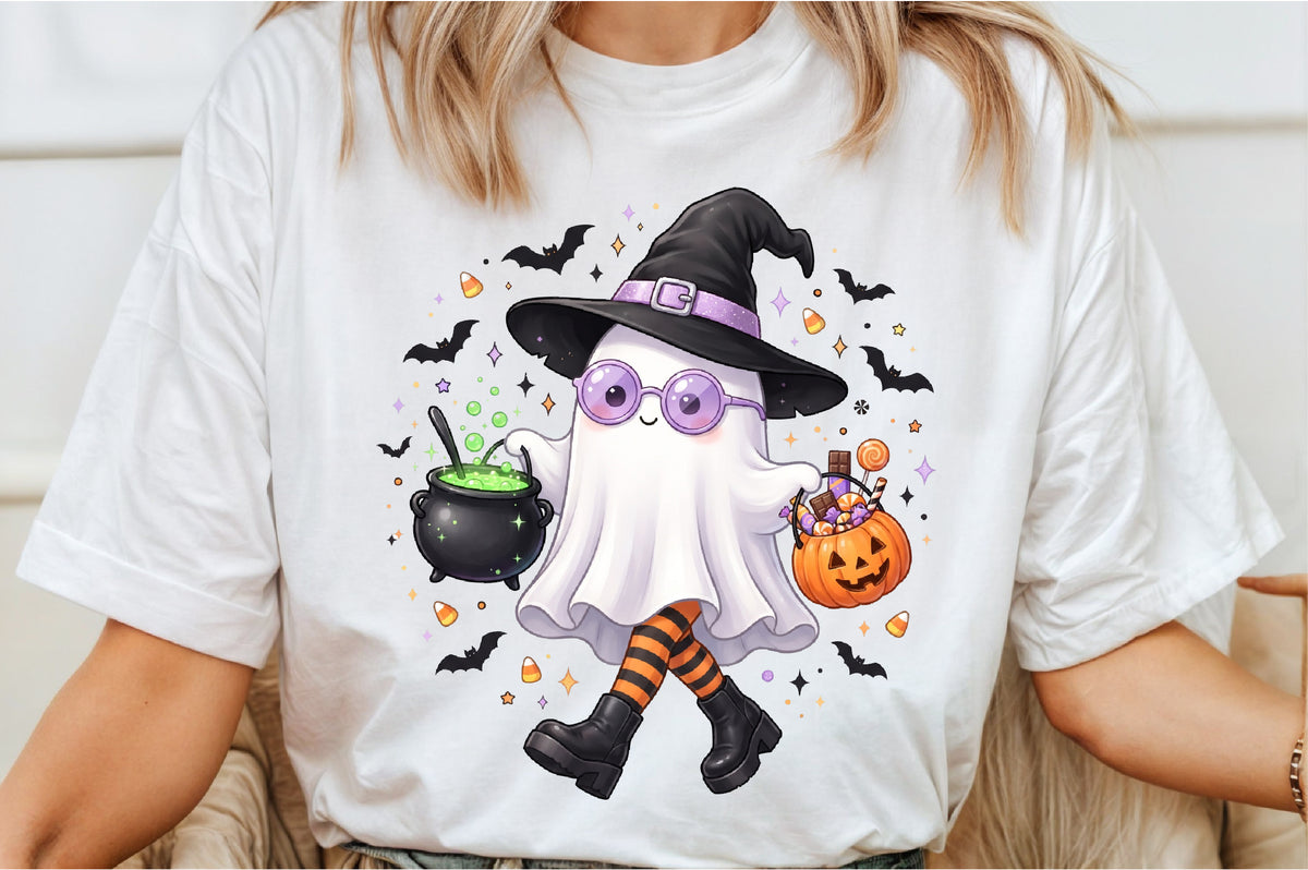 Cute Halloween Witch Ghost PNG
