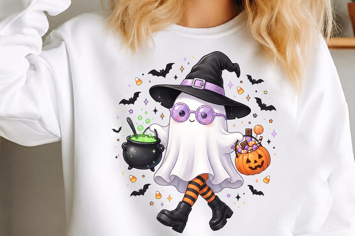 Cute Halloween Witch Ghost PNG