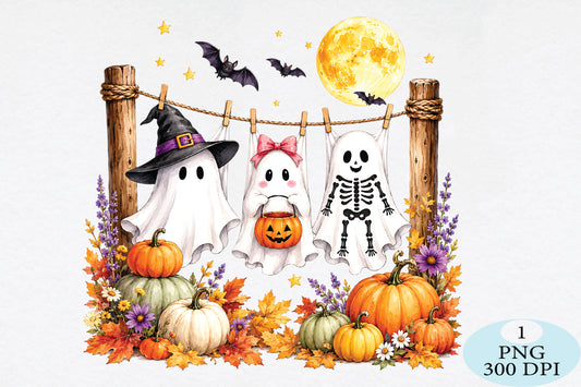 Cute Hanging Ghost Halloween Fall PNG