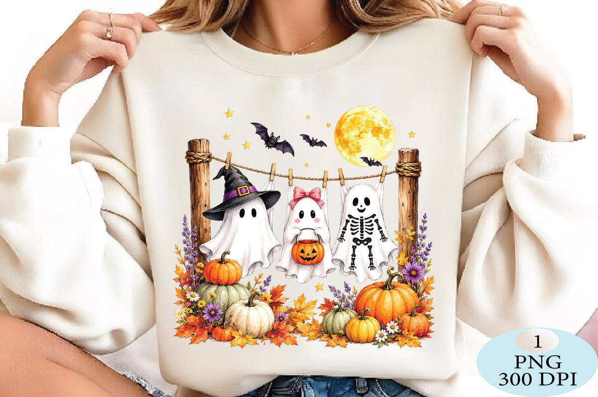 Cute Hanging Ghost Halloween Fall PNG
