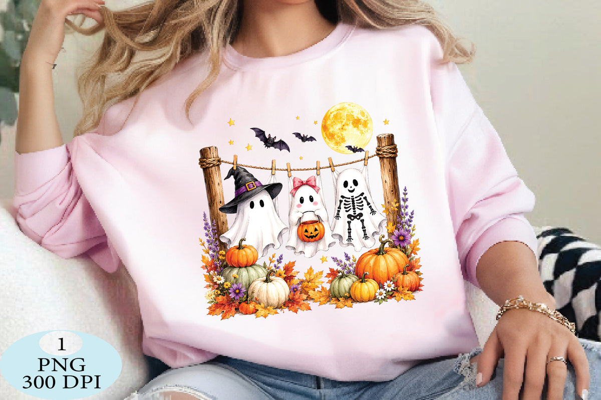 Cute Hanging Ghost Halloween Fall PNG