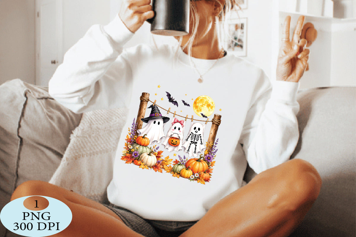 Cute Hanging Ghost Halloween Fall PNG