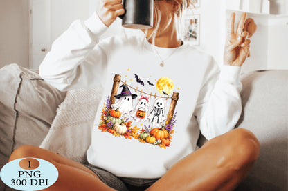 Cute Hanging Ghost Halloween Fall PNG