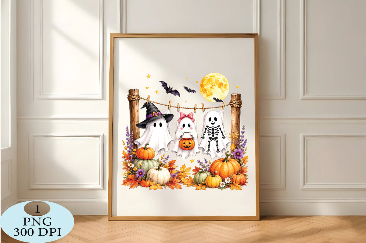 Cute Hanging Ghost Halloween Fall PNG