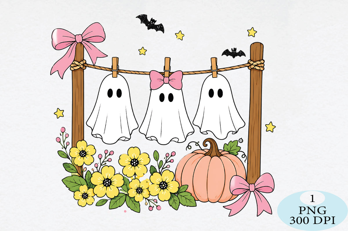 Cute Hanging Ghost Halloween PNG