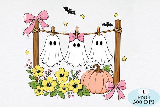 Cute Hanging Ghost Halloween PNG