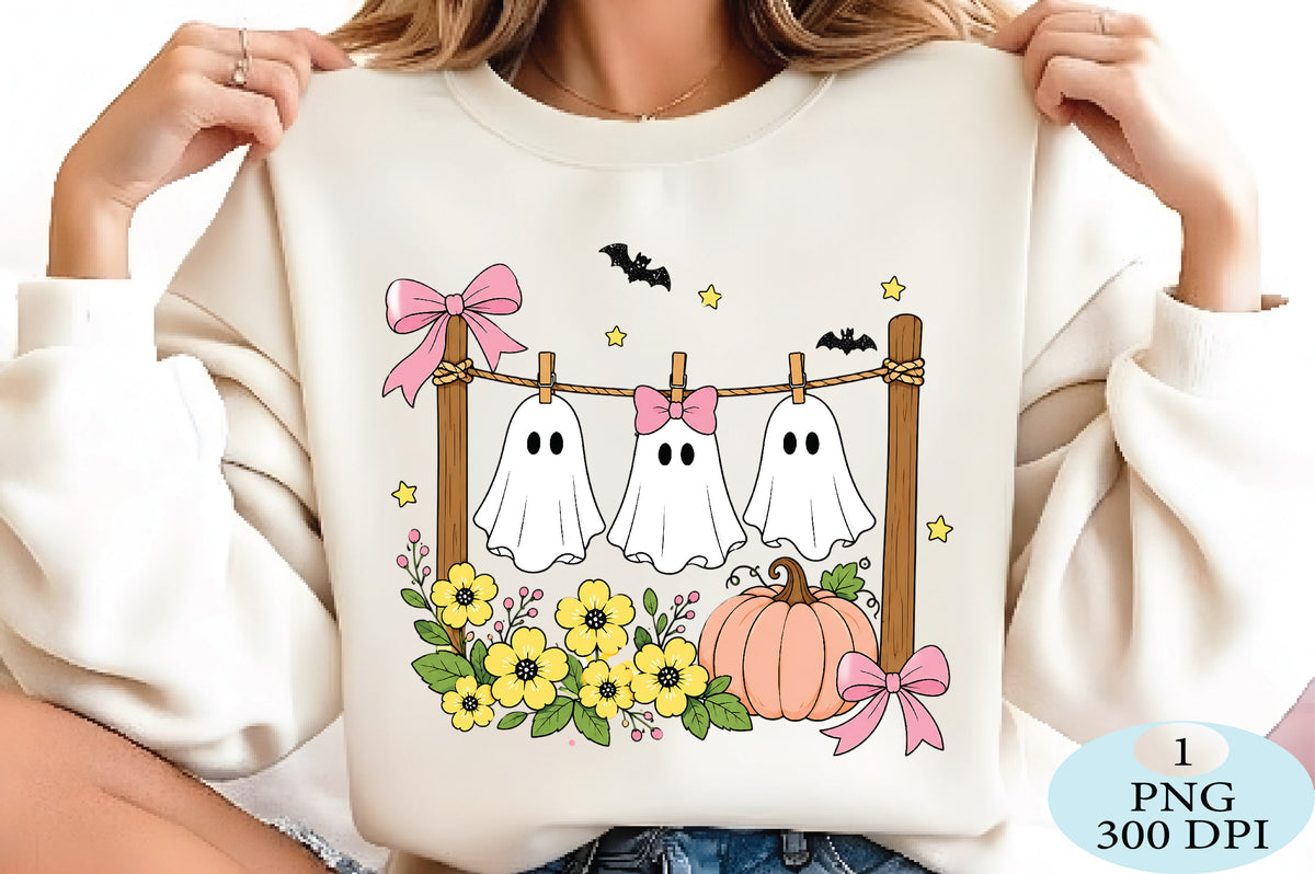 Cute Hanging Ghost Halloween PNG