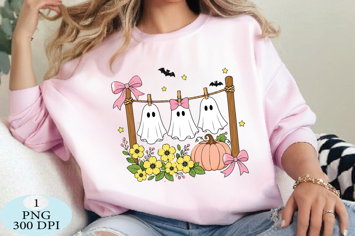 Cute Hanging Ghost Halloween PNG