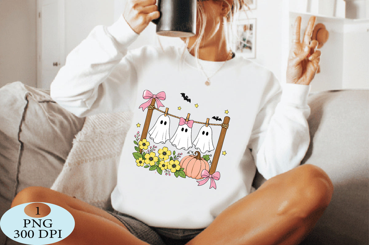 Cute Hanging Ghost Halloween PNG