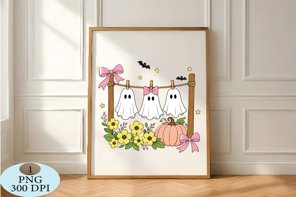 Cute Hanging Ghost Halloween PNG