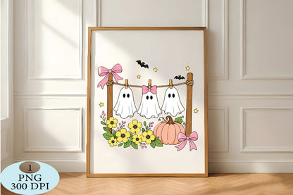 Cute Hanging Ghost Halloween PNG