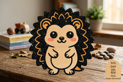 Cute Hedgehog Laser Cut SVG, Woodland Animal Wall Decor & Cricut Cut File