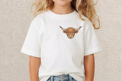 Cute Highland Cow Embroidery Design – Adorable Highland Cow Machine Embroidery Pattern, Farmhouse Animal Embroidery Design