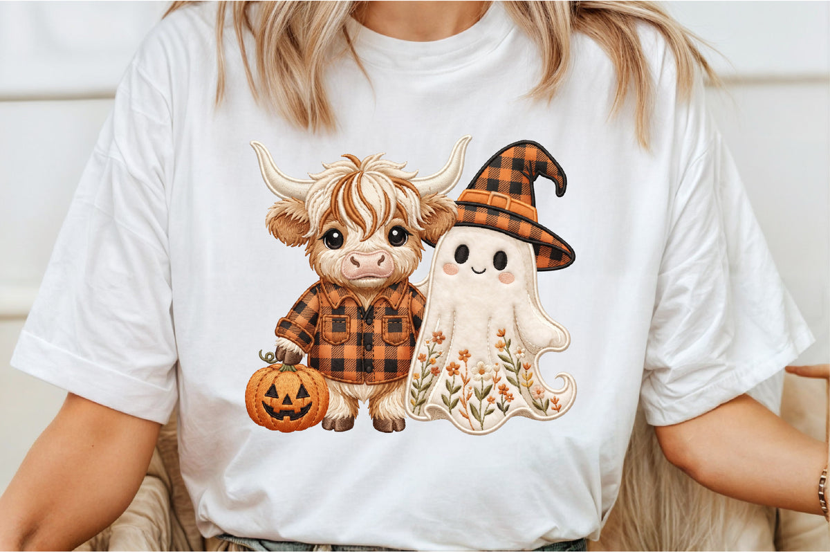 Cute Highland Cow Halloween PNG