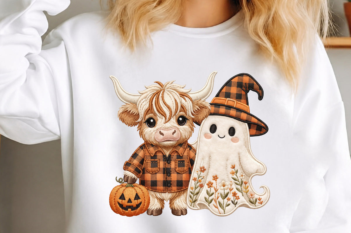 Cute Highland Cow Halloween PNG