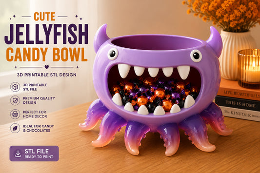 Cute Jellyfish Candy Bowl 3D STL File