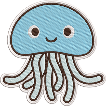 Cute Jellyfish Embroidery Design, Adorable Kawaii Jellyfish Machine Embroidery Pattern, Cute Ocean Sea Life Embroidery Design
