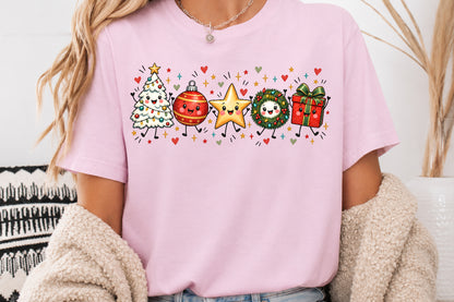 Cute Kawaii Christmas Characters PNG Holiday Sublimation Design
