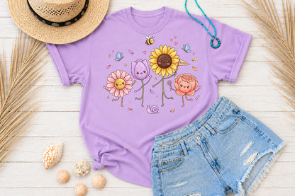 Cute Kawaii Flowers PNG Sweet Floral Sublimation Design