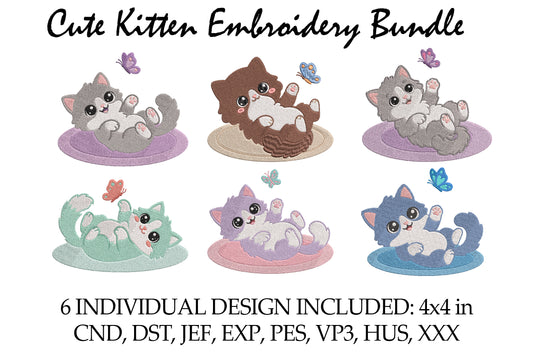 Cute Kitten Embroidery Bundle