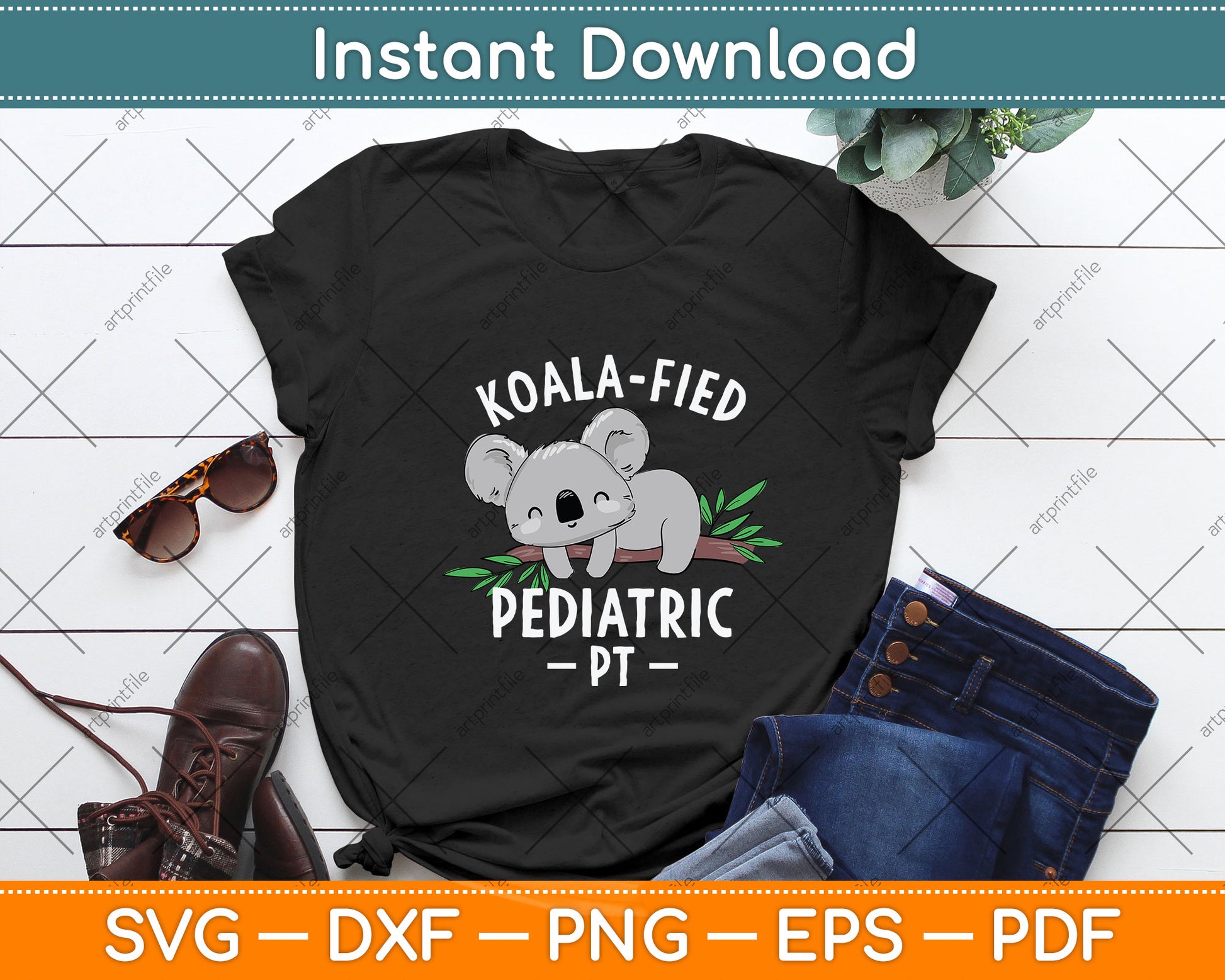 Cute Koala Pediatric PT Physical Therapy Svg Png Dxf Digital Cutting File