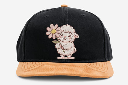 Cute Lamb with Daisy Flower Embroidery Design – Adorable Lamb & Floral Machine Embroidery Pattern, Farm Animal Embroidery Design