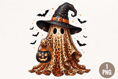 Leopard Halloween Ghost PNG