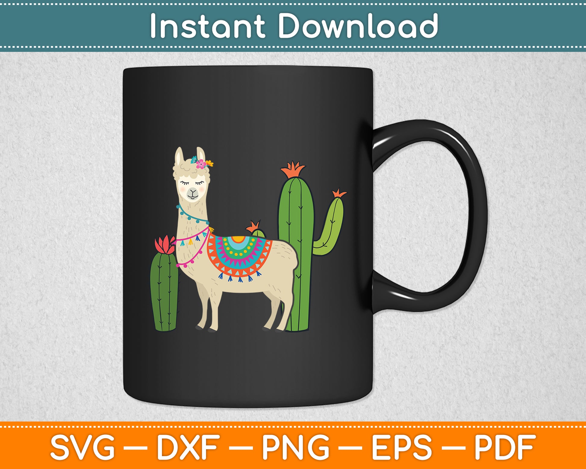 Cute Llama With Flower & Cactus Llama Lover Svg Digital Cutting File