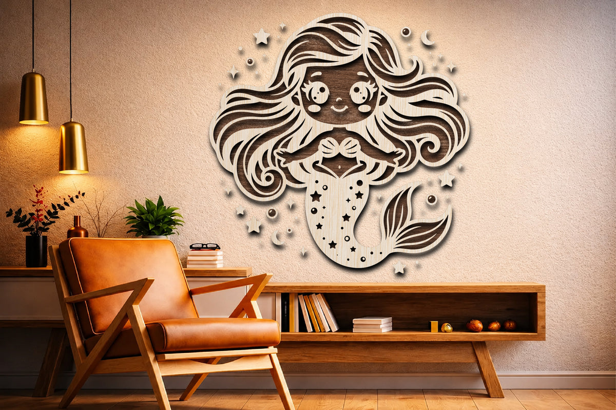 Cute Mermaid Laser Cut SVG