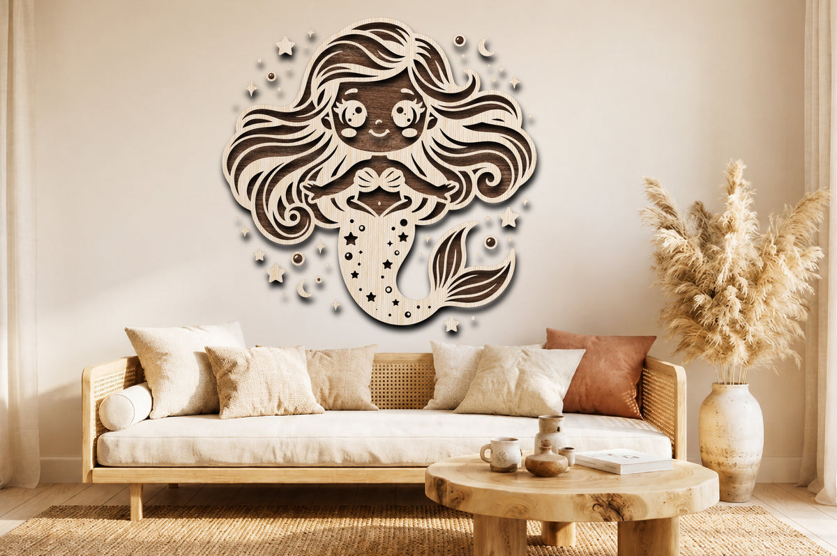 Cute Mermaid Laser Cut SVG
