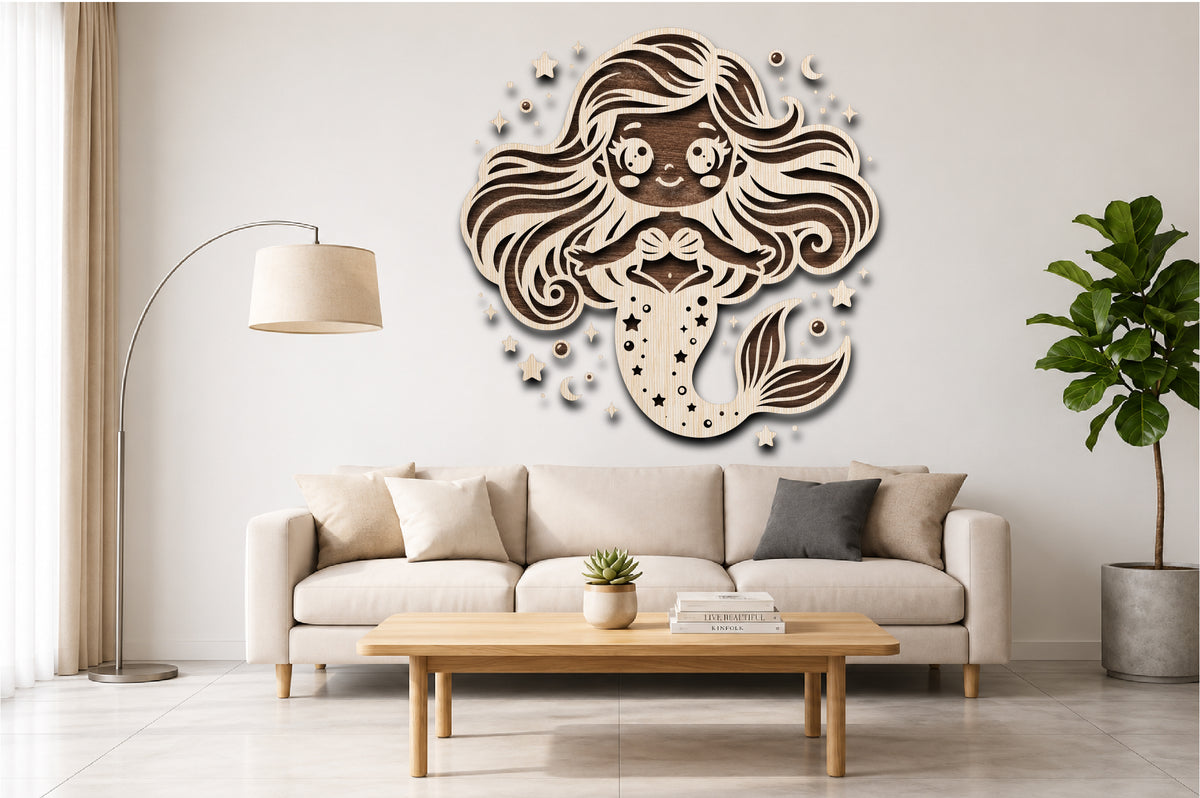 Cute Mermaid Laser Cut SVG