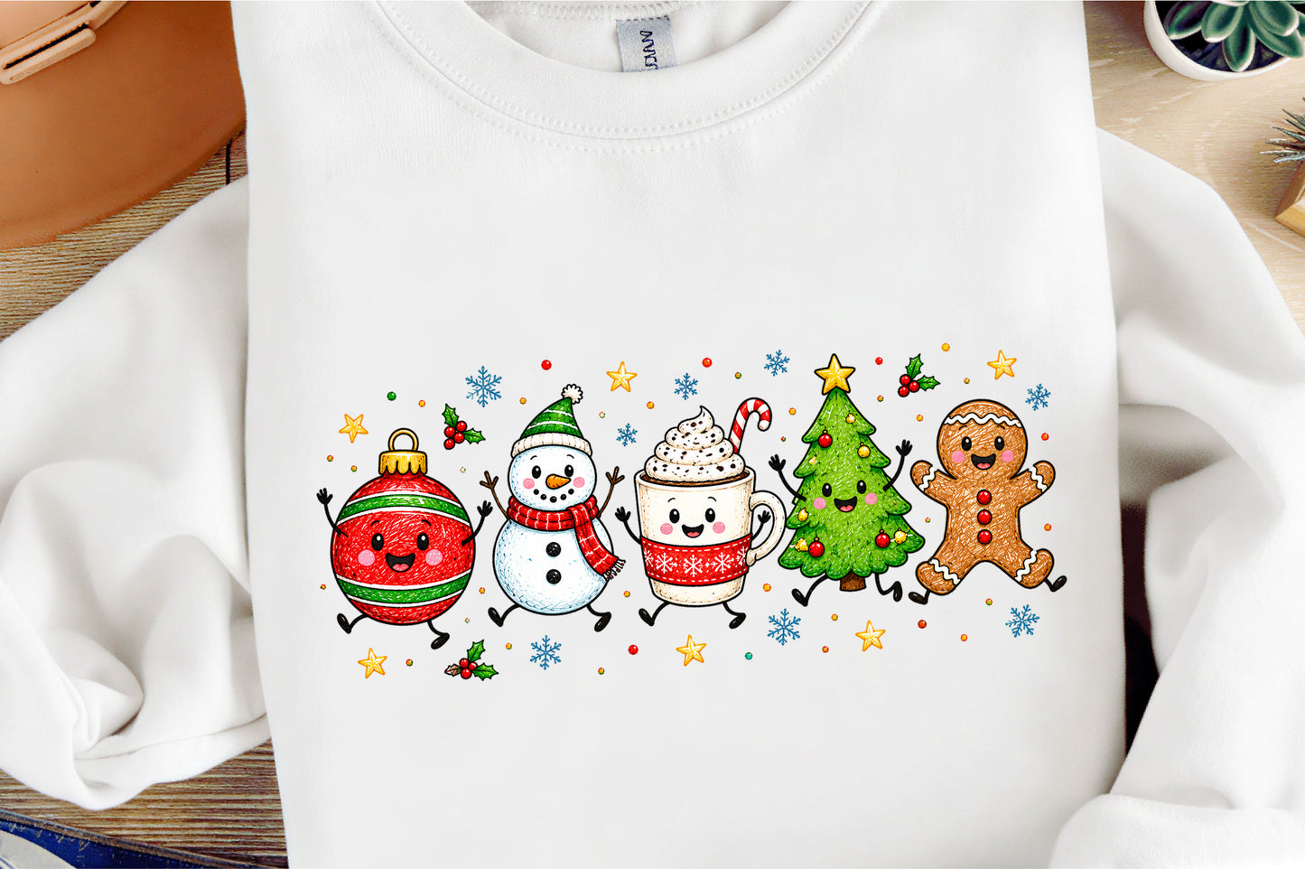 Cute Merry Christmas Doodles PNG Christmas Characters Sublimation