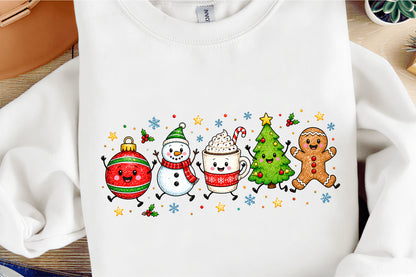 Cute Merry Christmas Doodles PNG Christmas Characters Sublimation
