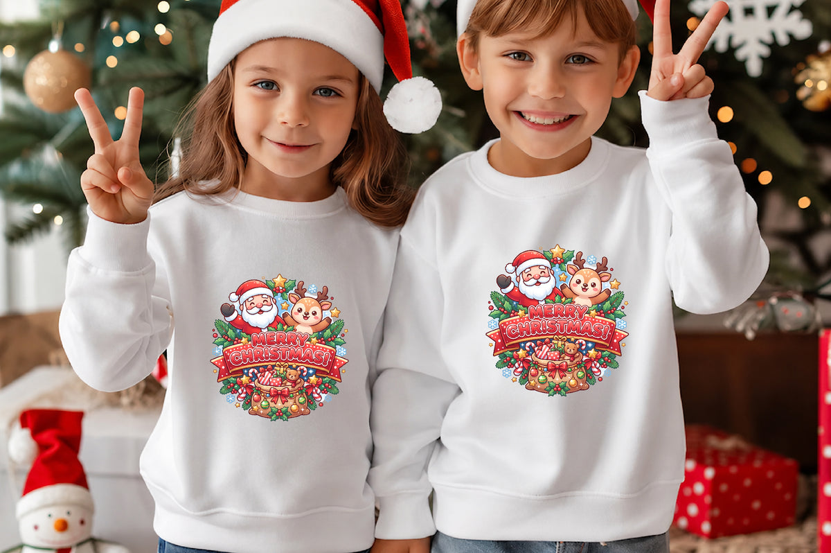Cute Santa and Reindeer Christmas PNG