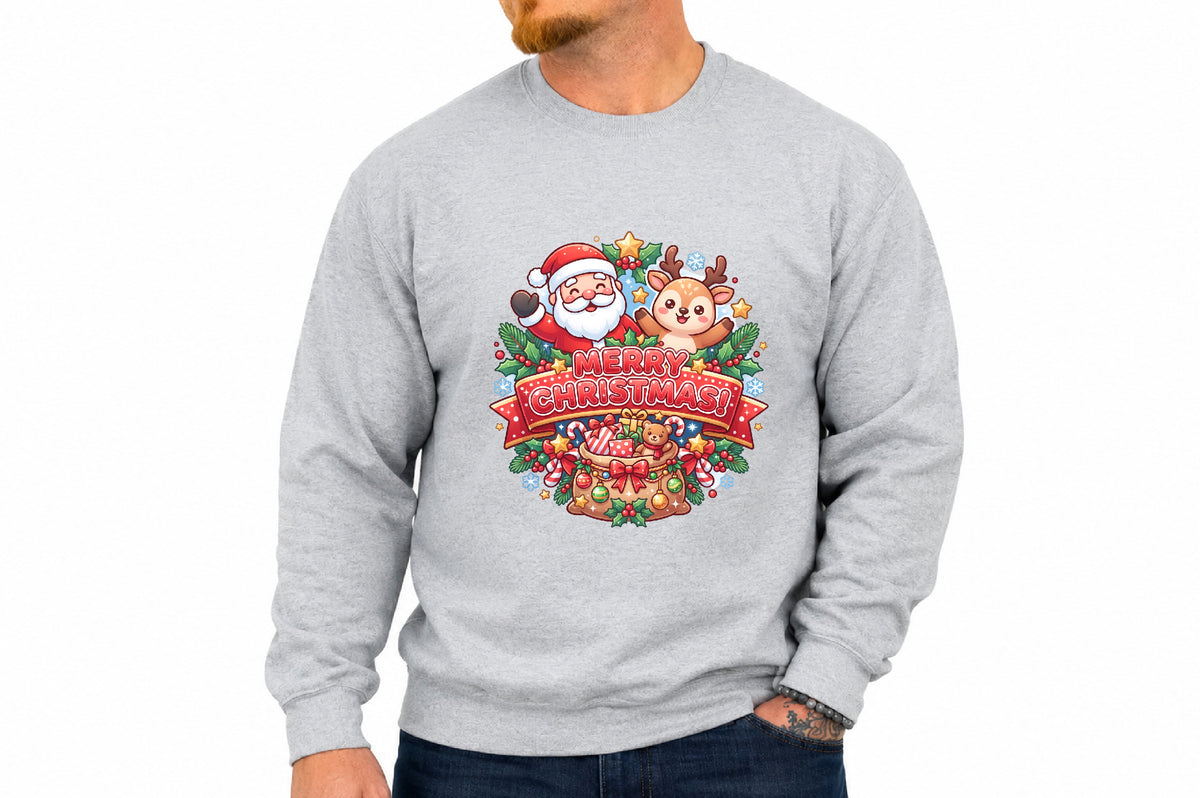 Cute Santa and Reindeer Christmas PNG