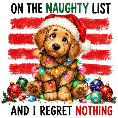 On The Naughty List Christmas Dog PNG