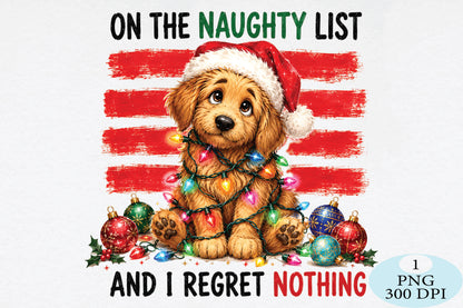 On The Naughty List Christmas Dog PNG