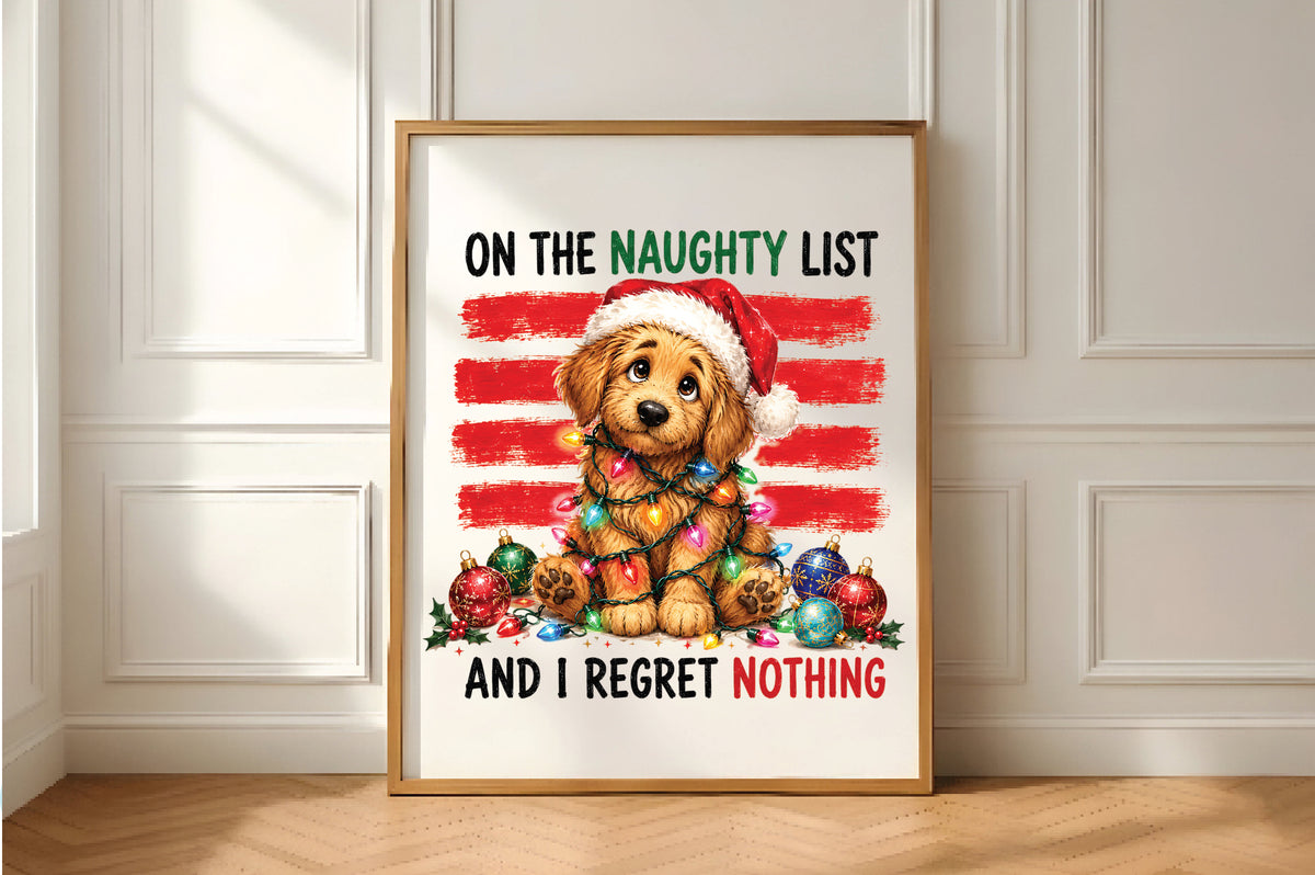 On The Naughty List Christmas Dog PNG