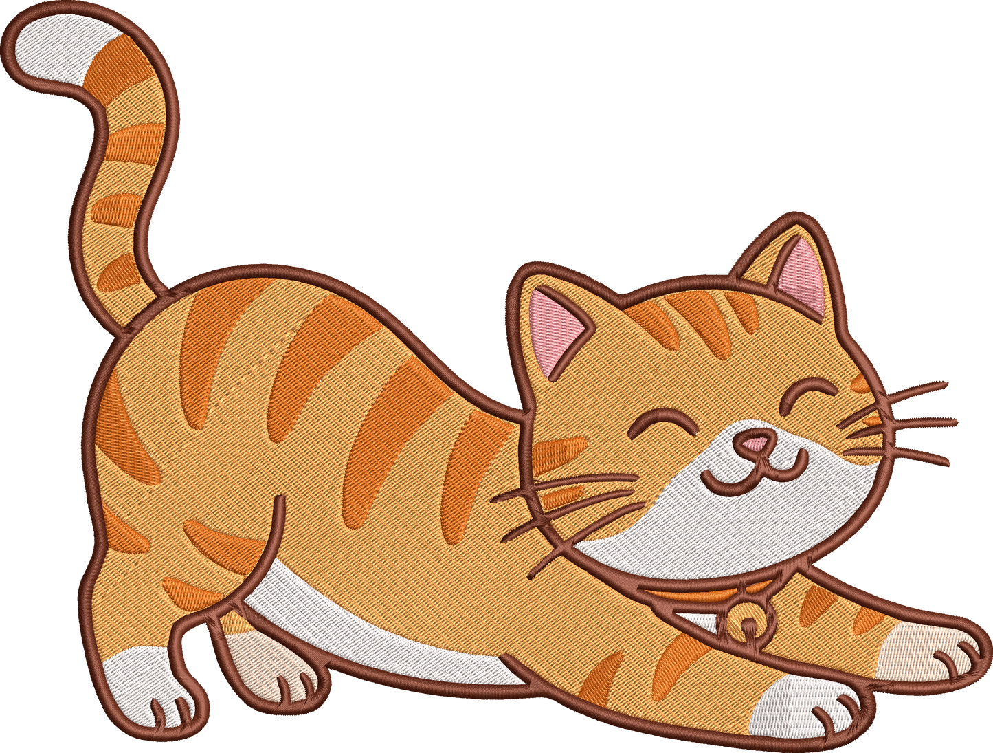 Cute Orange Cat Embroidery Design, Adorable Stretching Cat Machine Embroidery Pattern, Cute Tabby Cat Embroidery Design