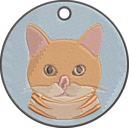 Cute Orange Cat Key Ring Embroidery